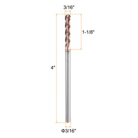 sourcing map Ball Nose End Mill 4 Flute 3/16" Diameter 3/16" Shank Tungsten Carbide Uncoated Spiral CNC Router Bits 1-1/8" Cutting Length Single End Ball for Carving Engraving Grinding