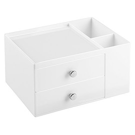 iDesign Office Supplies Desk Organizer, for Staplers, Pens, Markers, Highlighters, Tape - 2 Drawers, White