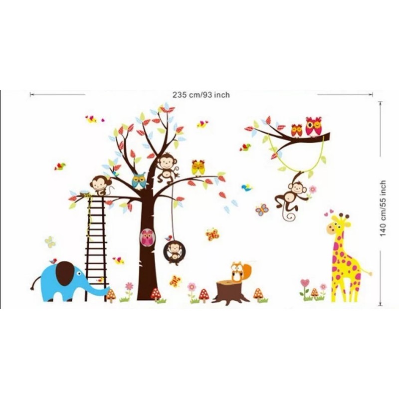 DaraBaby Vinil Decorativo Infantil Cuarto Estancia Arbol Zoologico