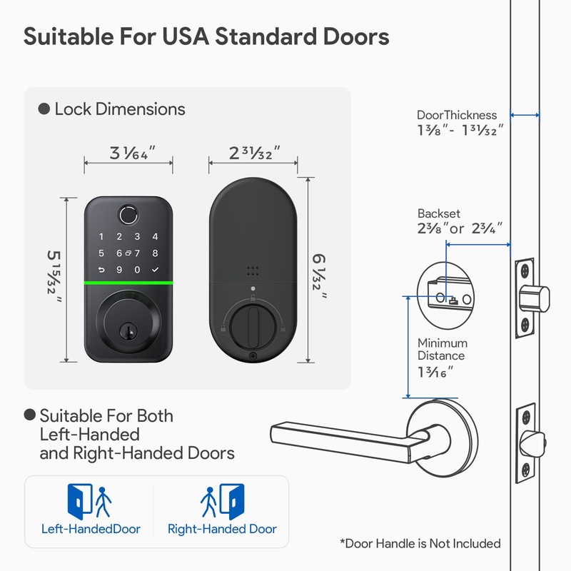 Smart Door Lock Deadbolt with Keypad: Keyless Entry Door Lock