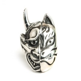 Fox Hannya Demon Face 925 Silver Earrings, Orientalvibrations Oriental Vibrations, Sterling Silver
