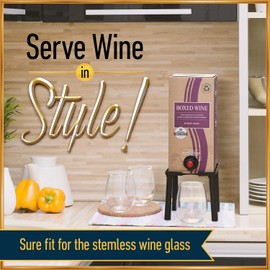IMPRESA Boxed Wine Stand and Drink Dispenser for One-Hand Pouring – Beverage Server for Stemless Glasses – Easy to Assemble – Wine Accessories – 3L Container