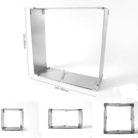 TAMUME Square-Shaped Adjustable and Rectractable Stainless Steel Baking Mould with Divider, Varies from 15CM to 27.5CM (Square)