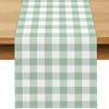 Sage Green Gingham Party Table Runner Green and White Checkered