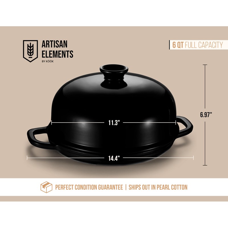 Kook Bread Oven, Sourdough Pan with Lid and Handles, Enameled