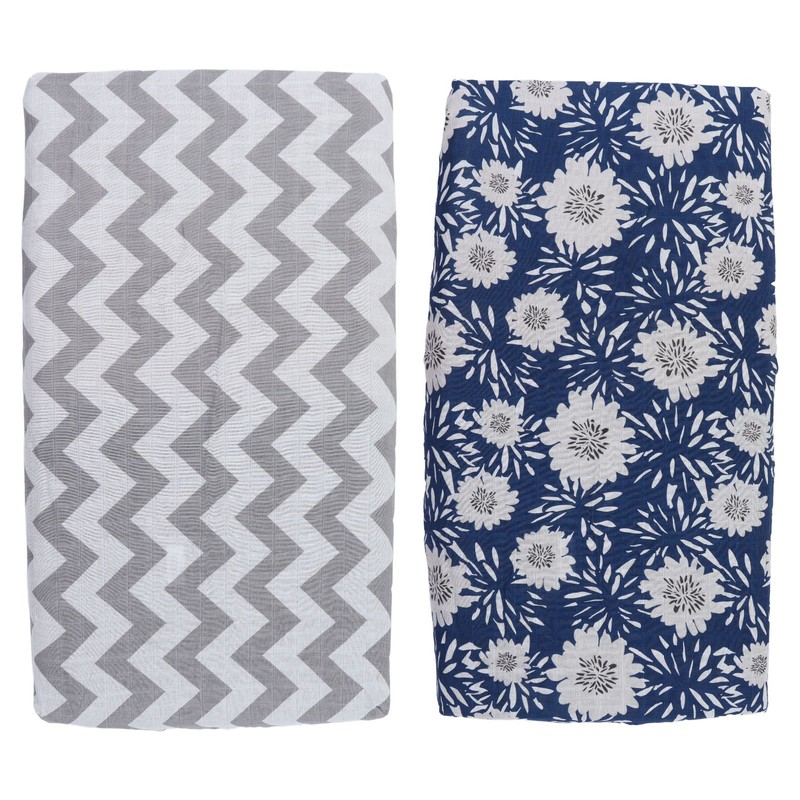 2Pcs Baby Crib Sheets Cotton Yarn Detachable Print Fitted Crib