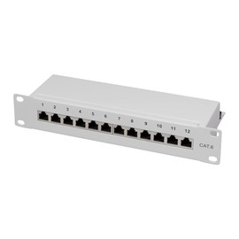 LogiLink CAT6 RJ45 Patch Panel 24-Port 25.4 cm (10 Inch) Fully Shielded Grey