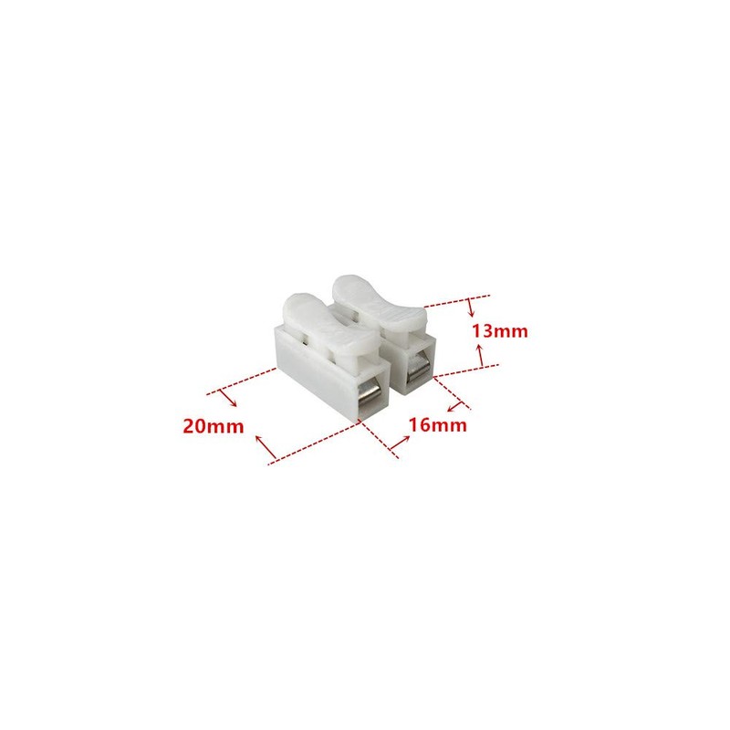 Pack of 50 White CH2 Spring Connectors, Clamp Connectors, Cable