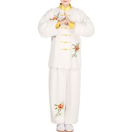G-LIKE Traditional Chinese Peony Embroidery Tai Chi Set Luxurious Cotton and Linen Martial Arts Uniform Ideal for Tai Chi, Meditation, And Chinese Costume for Women