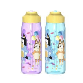 Zak Designs 20oz Bluey Kids Straw Water Bottle Flip Top With Handle Set Of 2