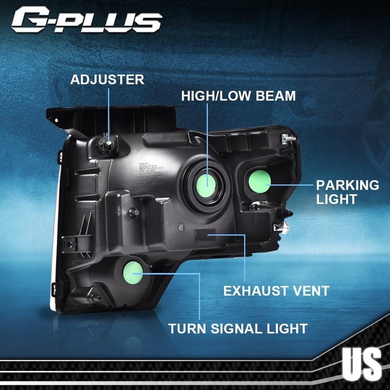 G-PLUS Headlights Assembly, Compatible with 2009-2014 Ford F150 09-14 Headlamp,