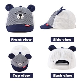 Pesaat Baby Baseball Cap 3-18 Months Baseball Cap Baby Boys Peaked Cap UV Protection Girls Summer Hat Baby Cap, Navy with mesh