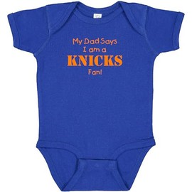 New York Basketball My Dad Says I am Fan Baby Bodysuit (12 Months)