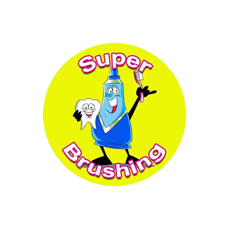 144 Brilliant Brushing 30mm School Reward Stickers for Dentist, Clean