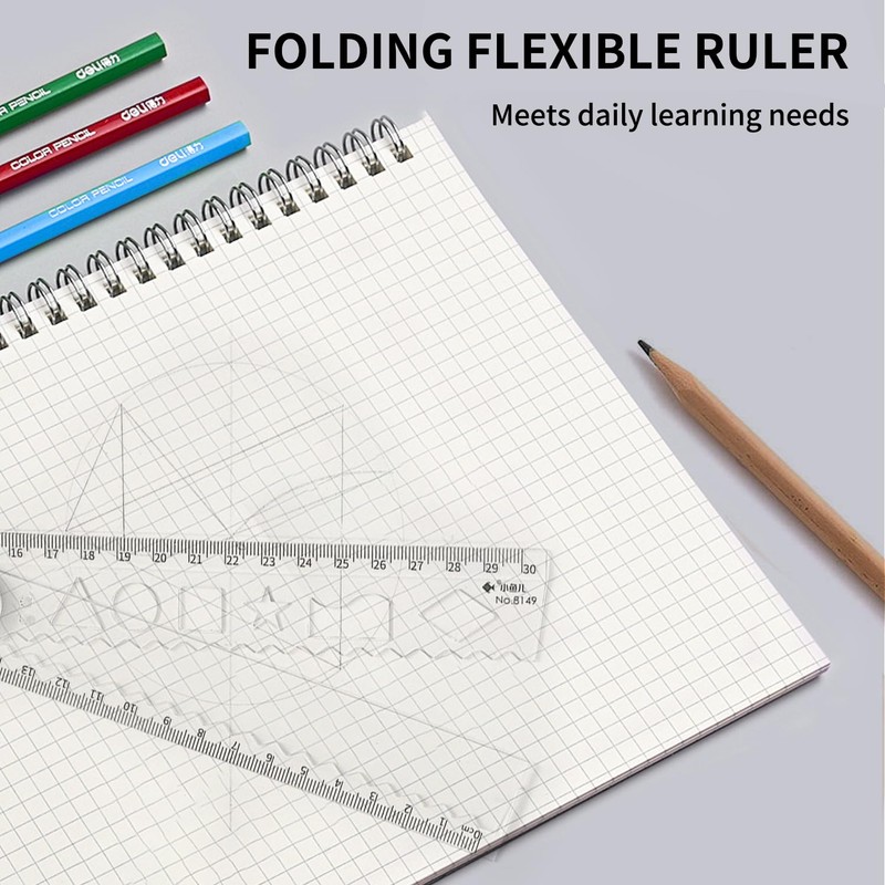 QUETTO 3 PCS Folding Rulers 30cm Foldable Plastic Geometric Straight