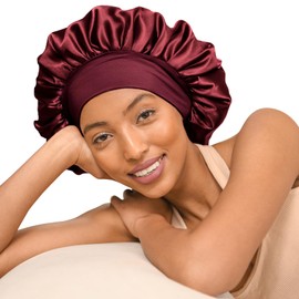 YANIBEST Silk Bonnet for Sleeping Women Double Layer Satin Lined Hair Bonnets for Sleeping Soft Elastic Band Silk Sleep Cap for Curly Natural Hair