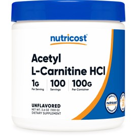 Nutricost Acetyl L-Carnitine HCI (ALCAR) 100 Grams per Container - 1G Per Serving - Non-GMO, Gluten Free, Unflavored