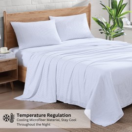 Casa Platino Bed Linen Set, Twin XL, Blue Stripes - Includes Pre-Washed Soft Microfiber Sheets with Deep Pockets