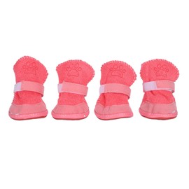 Caiqinlen Dog Boots, Paw Protection Rubber Non-Slip Pet Shoes, Winter Warm Pet Shoes for Dogs (Pink, 5 Good)