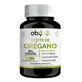 Aceite de Oregano OBY | 95% Carvacrol de Alta Pureza | con Tomillo y Sabila | Capsulas Blandas de Origen Natural | Formula Premium | Suplemento Alimenticio | 60 Capsulas