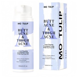 Butt & Thigh Acne Cream – Fast Acting Exfoliating Body Lotion for Zits, Razor Bumps & Dark Spots – Smoothing for Rough & Bumpy Skin with AHA, Tea Tree Oil & Salicylic Acid (3.4o.z/100ml)
