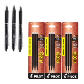 Pilot Gel Ink Refills for FriXion Erasable Gel Ink Pen, Fine Point, Black Ink Bundle: Bundle Includes 3 Packs 9 refills total and 3 Frixion Pen