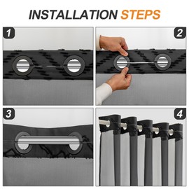 PANGSINNE Long No Hook Tufted Chevron Striped Shower Curtain with Snap-in PEVA Liner Set - 72" x 86", Hotel Style with See Through Top Window, Water Repellent Fabric Shower Curtain Black