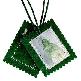The Green Scapular | Wearable Devotion to the Immaculate Heart of Mary | Powerful Catholic Accessory for Spiritual Comfort | Great Christian Gift for Confirmation, Fabric, No Gemstone