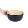Restaurantware Bambuddha 30 oz Round Black Spun Bamboo Large Salad