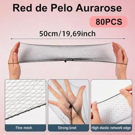 80 Pzs Red para Cabello, Malla Elástica Invisible para Mujeres, Red de Pelo Tejida, Mesh Cap, Gorros Malla para Moño de Ballet, Dormir, Cocinar y Danz