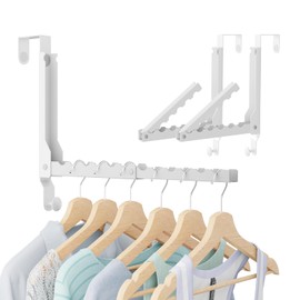 WLCSNG Over The Door Hooks, Extended Over The Door Clothes Hanger with 11 Ridges,Space-Saving Over The Door Rack,Door Hooks for Hanging Clothes,Larger Capacity Over The Door Hanger (2, White(Update))