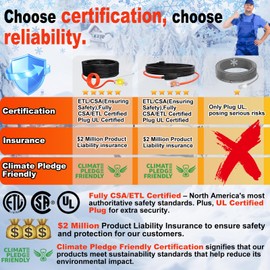 HEATIT Heat Tape for Water Pipes Heating Cable with Thermostat for Metal And Plastic Home Pipe, Electric Pipe Heating Trace System 28 Feet