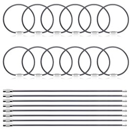 ManTangSun 12 Pack 6" Key Ring Wire Keychain Cable Keyring Keychain Holder Clips Large Loops for Car Keys Tags, Luggage Bag Tags, Crafts (Black, 2mm)