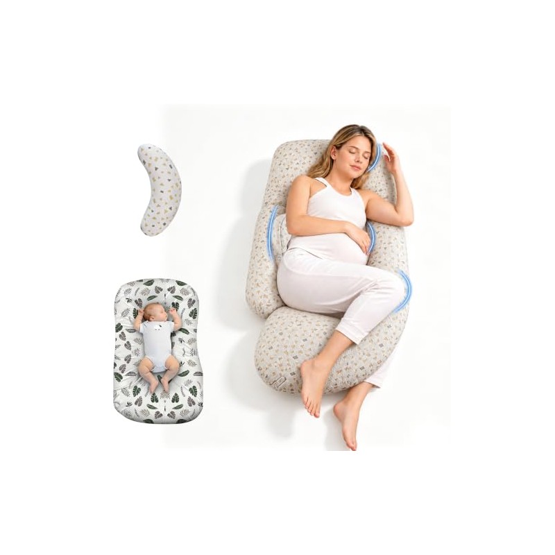 Almohadas de Embarazo para Dormir, Ergonómica, Blanquecino