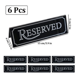 6 Pack Reserved Table Signs, Acrylic Reserved Table Tent Sign Guest Reservation Sign Number Holders for Wedding Restaurant Office Party Tabletop Seating