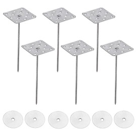 PATIKIL 2.8 Inch Perforated Insulation Pins with Round Washers, 40 Pack Aluminum Insulating Nails Wall Plug for Fixing Foam Boards to Wall or Ceiling