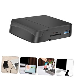 TEHAUX 8-in-1 USB Adapter Phone Stand Multi-Port Data Hub for Tablets and Smartphones Portable USB Adapter for Travel Compatible Laptops and Chargers