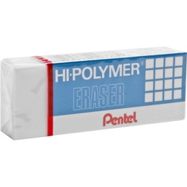 Pentel ZEH10 Hi-Polymer Eraser, Non-Abrasive, White, 1 Each