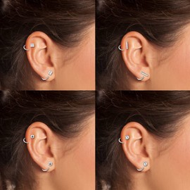 AoedeJ Sterling Silver Half Hoop Earrings Tiny Huggie Hoop Cartilage Earrings Small Comfy Half Hoop Earrings for Women (Style 1)