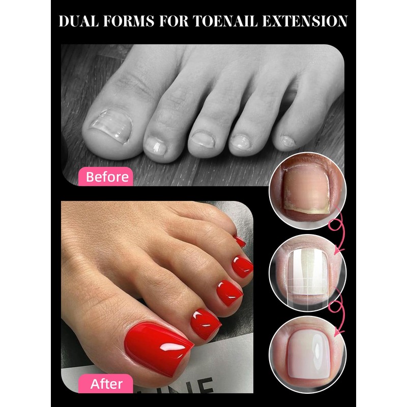 EBANKU 150PCS Poly Gel Nail Forms for Toes, Long Square