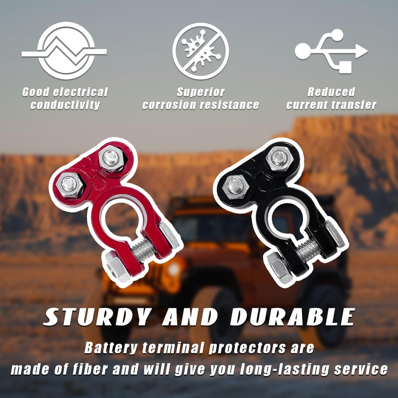 Dickno 2 PCS Battery Terminals Connector, Anti Corrosion Top Post