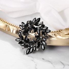 Clearine Marquise Austrian Crystal Rhinestone Elegant Flower Wreath Brooch for Women Topaz Blue Gold Tone, Crystal