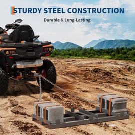 GarveeTech 4FT Drag Harrow for ATV, Tractor & UTV, Heavy Duty Tow Behind Driveway Grader with 6FT Chain Link - Landscape Rake for Gravel, Sand, Soil & Hay - Lawn Leveling Tool for Field Yard & Pasture