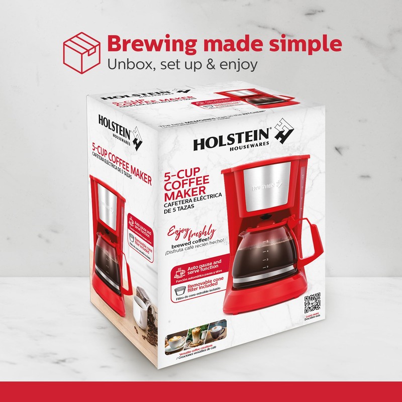 Holstein Housewares 5 Cup Drip Coffee Maker – Compact and