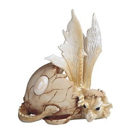 George S. Chen Imports SS-G-71529 Dragon Egg Statue Figurine with October Birthstone, 5", Opal White