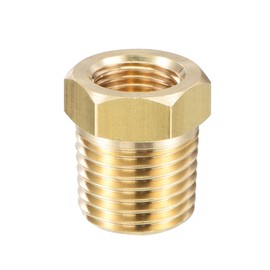 sourcing map Brass Pipe Fitting Reducer Adapter 1/4" BSPT Male x 1/8" NPT Female for Water Oil Air Pressure Gauge Temp Sensor, Pack of 1