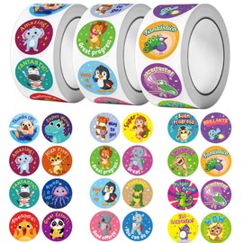 1500PCS Teacher Stickers Classroom Motivational Animals Stickers for Kids for Students Classroom Teacher Must Haves-24 Cute Animals Designs, 1 inch