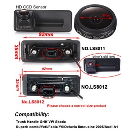 HD CCD Night Vision Boot Handle Reversing Camera 18 mm Lens for GPS Car Radio for Handle Skoda Superb Combi/Yeti/Fabia Y6/Octavia Sedan 2005/A1
