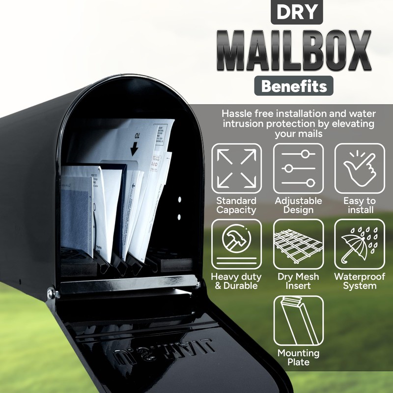 Dry Mailbox – Outdoor Metal Mailbox with Mailbox Insert to