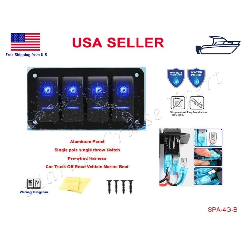 STX Rocker Toggle Switch 4 Gang Switch Panel Waterproof Boat